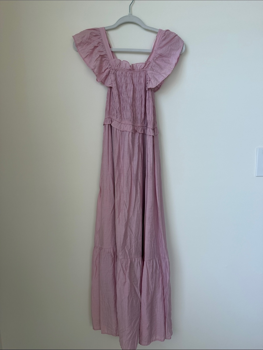 Moon River Mauve Pink Smocked Maxi Dress